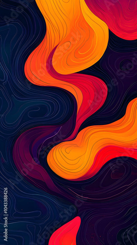 Abstract floral swirl pattern in red and purple with seamless texture and decorative elements