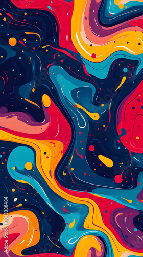 Abstract floral swirl pattern in red and purple with seamless texture and decorative elements