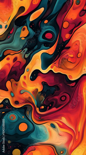 Abstract floral swirl pattern in red and purple with seamless texture and decorative elements