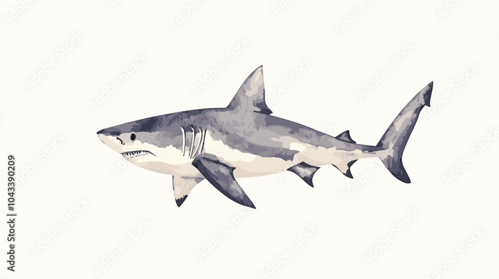 Watercolor shark on a white background. Scary jaws and angry sharks swimming in the ocean. Inhabitant in the waters of the oceans. Vector illustration Watercolor shark on a white background. Scary jaws and angry sharks swimming in the ocean. Inhabitant in the waters of the oceans. Vector illustration