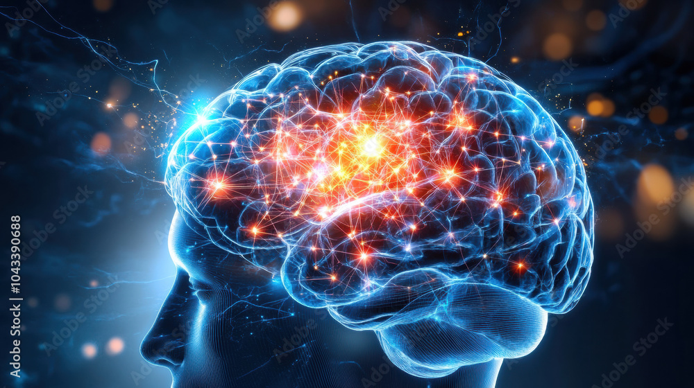 glowing human brain with neural networks and vibrant connections glowing human brain with neural networks and vibrant connections