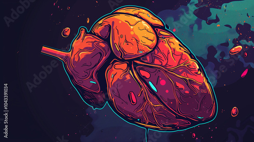 Human liver illustration, Liver Awareness Month, Liver cancer, Hepatitis concept photo