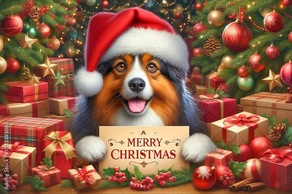 Merry Christmas with Dog Merry Christmas with Dog