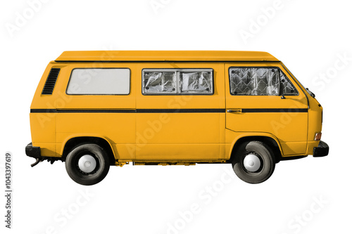 Yellow campervan png sticker, transparent background