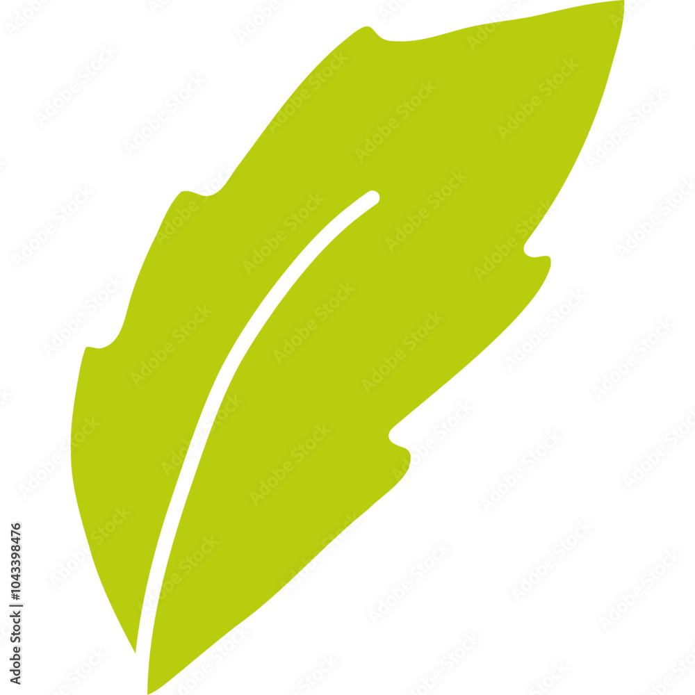 Fototapeta premium Green Leaf Illustration – Simple Tropical Plant Vector Design