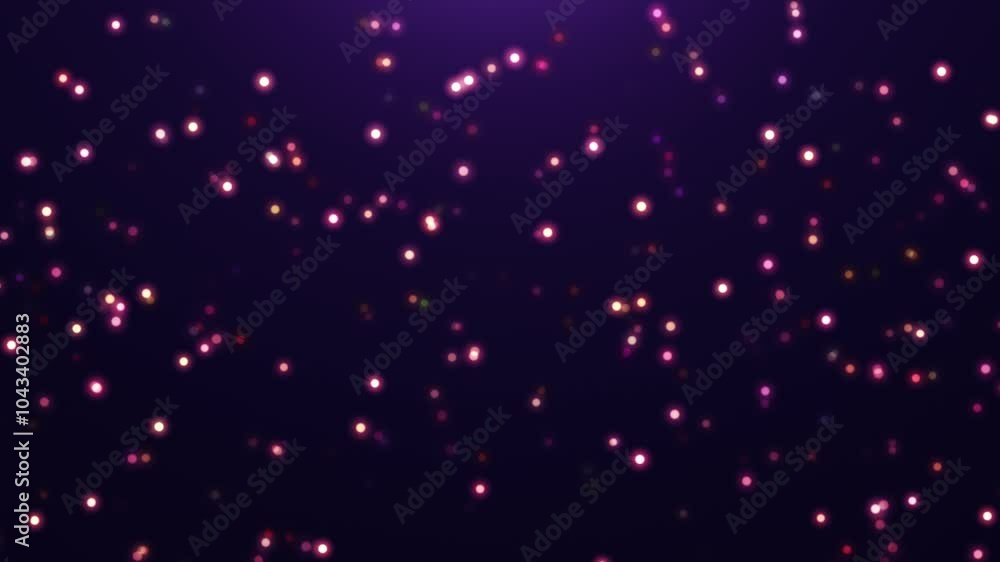 Abstract background of falling bright particles on dark purple background, motion design and particle animation, 4k video Abstract background of falling bright particles on dark purple background, motion design and particle animation, 4k video