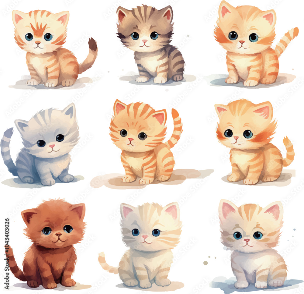 set of funny cartoon cats set of funny cartoon cats