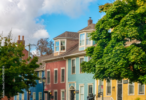 Colorful historical houses in the old town of Charlottetown, Prince Edward Island, Canada