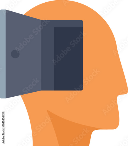 Human head with an open door revealing the mind, symbolizing openness, curiosity, and the power of ideas