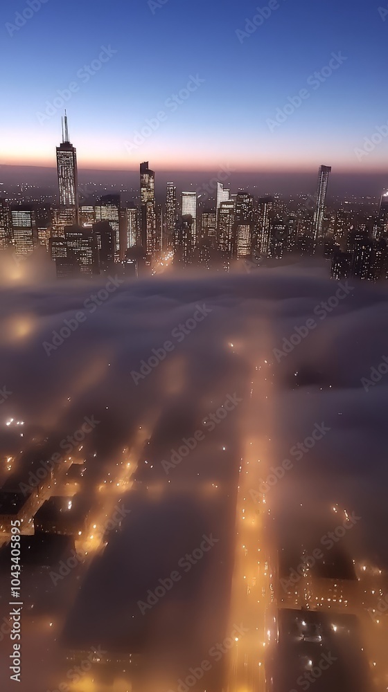 Obraz premium Cityscape with fog.