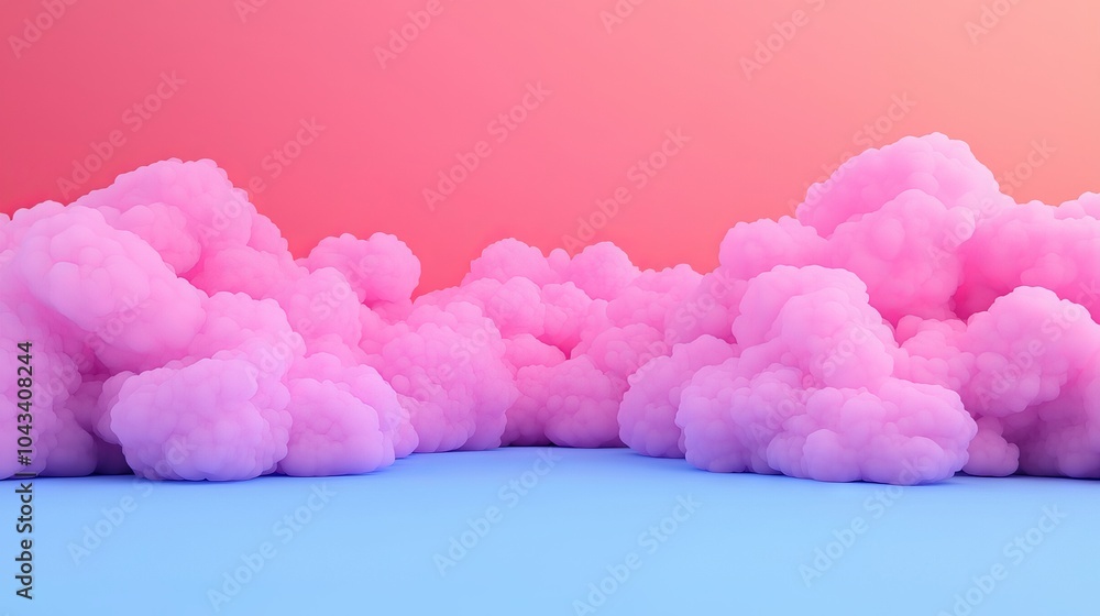 Fototapeta premium Abstract Pink Clouds on Blue Background