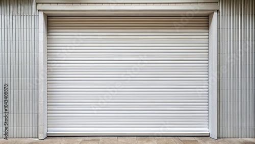 Roller door shutter as a background with forced perspective