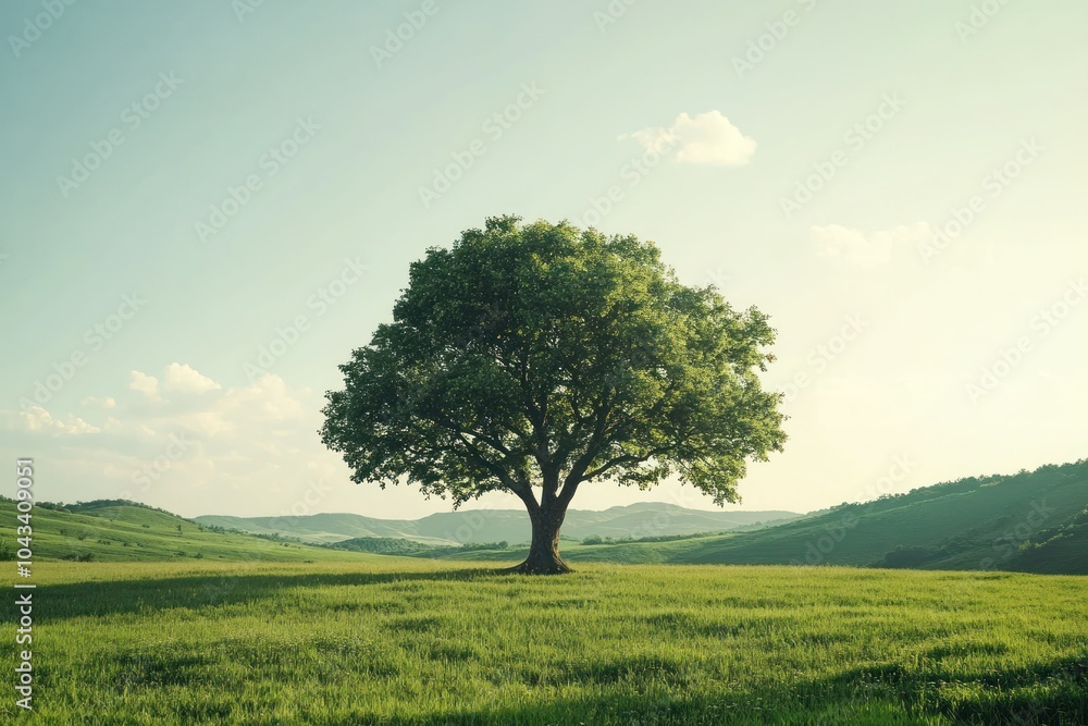 Majestic Tree in Lush Green Field Under Clear Sky Majestic Tree in Lush Green Field Under Clear Sky