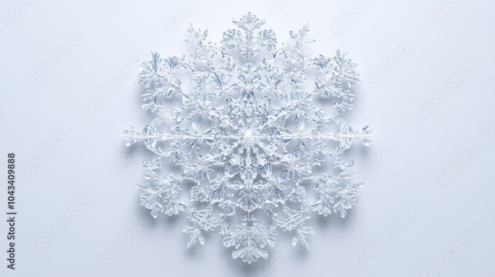 A perfectly detailed snowflake against a pure white background, with its intricate, lacy patterns standing out in delicate detail. A perfectly detailed snowflake against a pure white background, with its intricate, lacy patterns standing out in delicate detail.