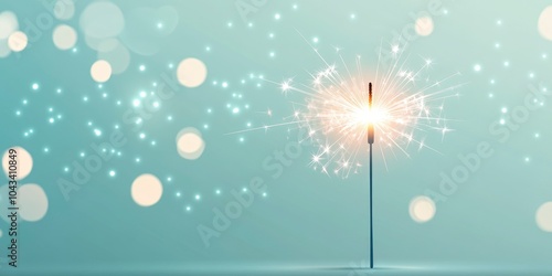Wallpaper Mural sparkler with glowing light and sparks against a blue and bokeh light background Torontodigital.ca
