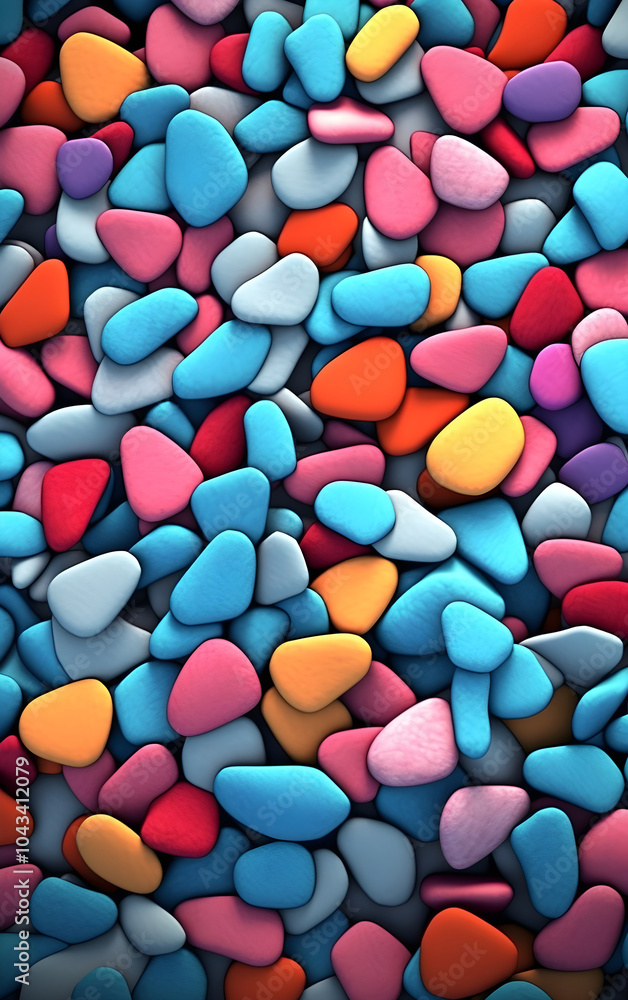Colorful pebbles on blue background Colorful pebbles on blue background
