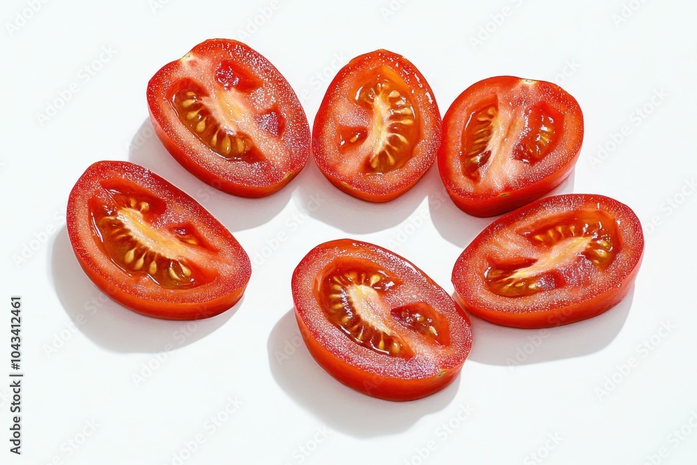 Fresh Tomato Slices on White Background Fresh Tomato Slices on White Background