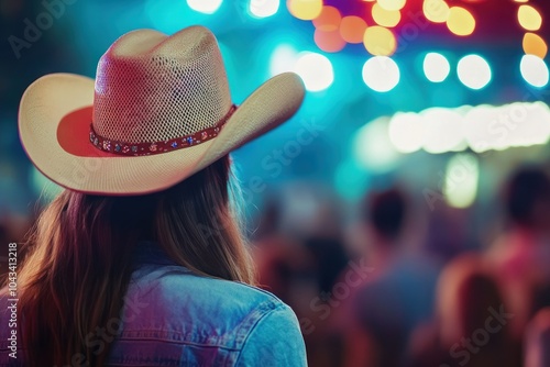 Cowboy Hat Under Festival Lights photo