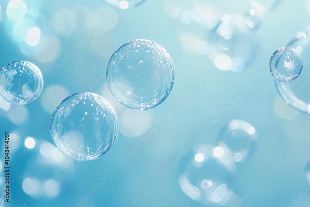 Bubbles Floating in a Bright Blue Background Bubbles Floating in a Bright Blue Background
