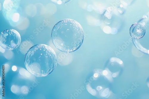 Wallpaper Mural Bubbles Floating in a Bright Blue Background Torontodigital.ca