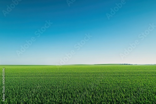 Expansive Green Field Under Clear Blue Sky