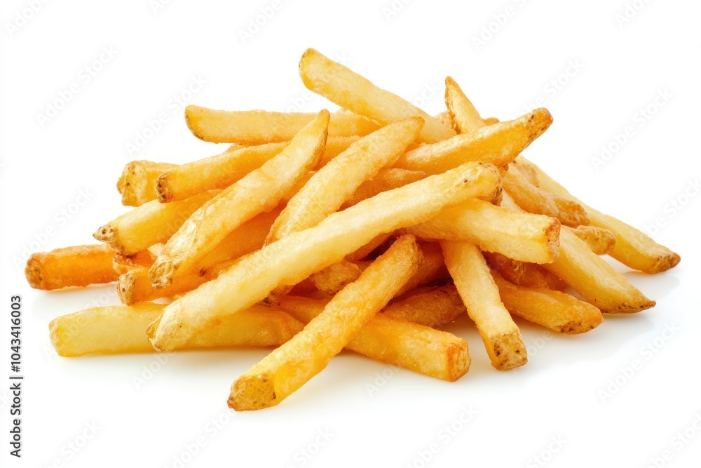 Crispy Golden Fried Potatoes on White Background Crispy Golden Fried Potatoes on White Background