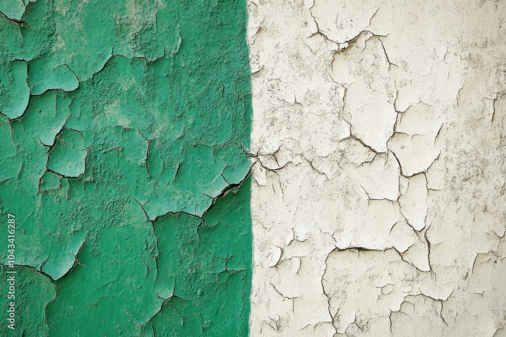Obraz premium Textured Wall with Green and White Cracks