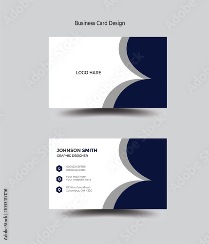 Minimalist white and dark blue color variation Modern corporate business card design