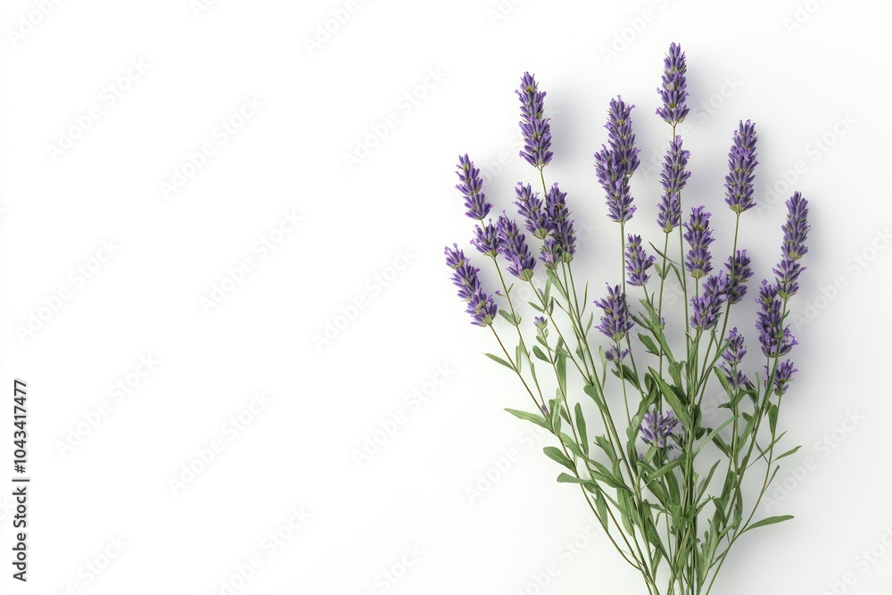 Fototapeta premium Fresh Lavender Bouquet on White Background