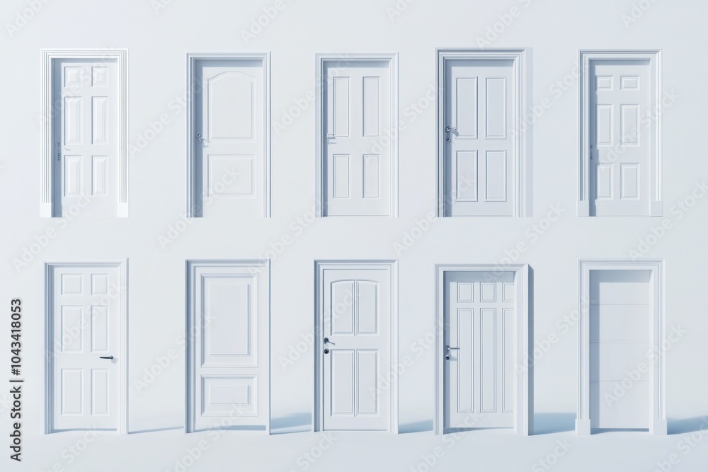 Variety of White Doors Against a Simple Background Variety of White Doors Against a Simple Background