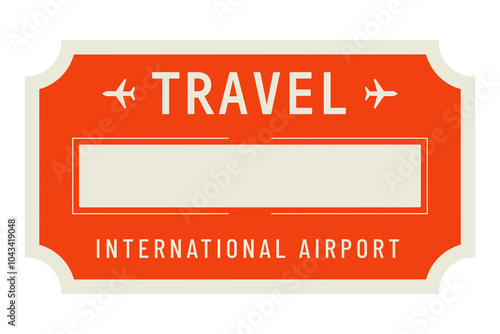 PNG red airport travel badge, transparent background photo