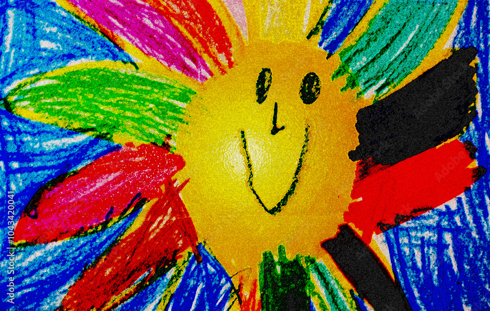 Obraz premium the smile of happiness in a flower turned to the sun like in a rainbow