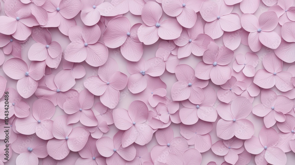 Obraz premium A soft pink background filled with delicate flower petals, creating a serene and floral aesthetic.