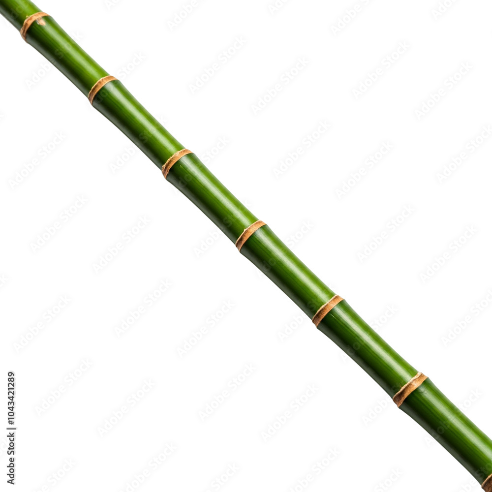 Fototapeta premium Long green bamboo stick isolated on white background