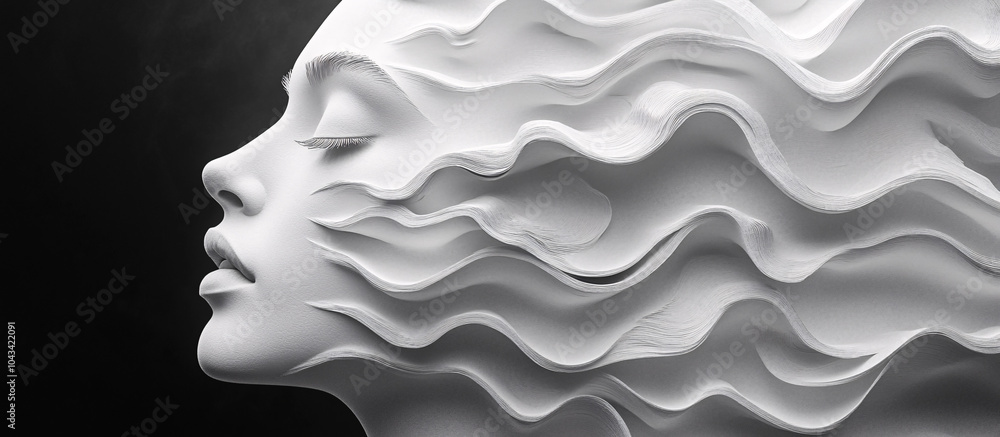 A creative paper render style silhouette of a human head, ideal for wellness campaigns, mental health awareness, or art projects focusing on introspection. A creative paper render style silhouette of a human head, ideal for wellness campaigns, mental health awareness, or art projects focusing on introspection.