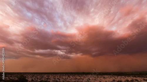 Sandstorm in the desert and sand , red sand, above the highway