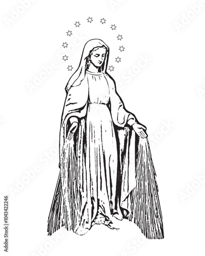 Our Lady of Grace Vector Virgin Mary Catholic religious Illustration