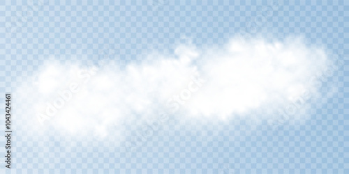 Fog or smoke isolated transparent special effect. White vector cloudiness, mist or smog background. Vector illustration	
