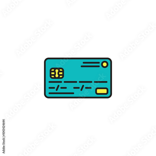 Credit card colored vector icon on white background