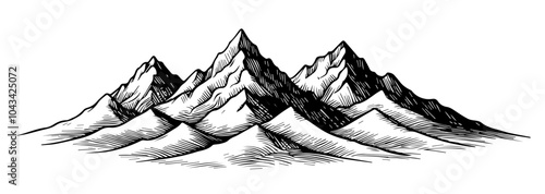 mountain mount elevation hill trees view nature decoration drawing painting vector