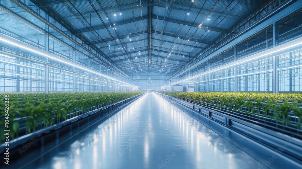 High-tech assembly of smart irrigation systems inside a large facility, showcasing precision technology for efficient water management. High-tech assembly of smart irrigation systems inside a large facility, showcasing precision technology for efficient water management.