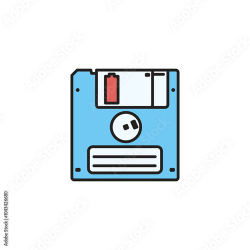 Floppy disk colored vector icon on white background