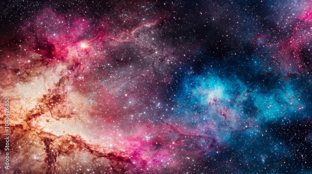 Naklejka premium Cosmic Nebula with Stars and Galaxies Space Background