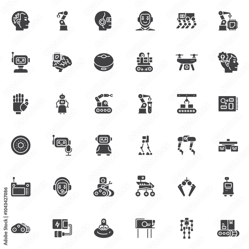 Robot technology vector icons set Robot technology vector icons set