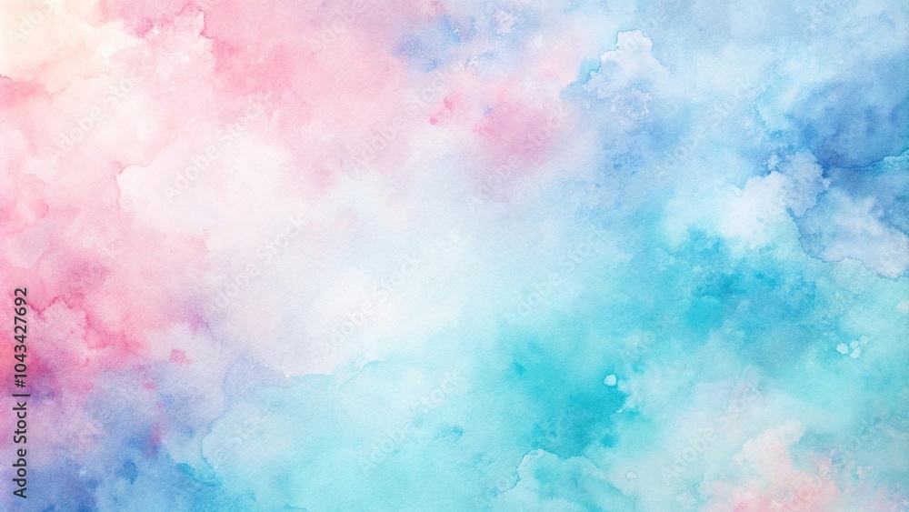 Abstract light blue and pink watercolor background with soft pastel color washes from high angle view Abstract light blue and pink watercolor background with soft pastel color washes from high angle view