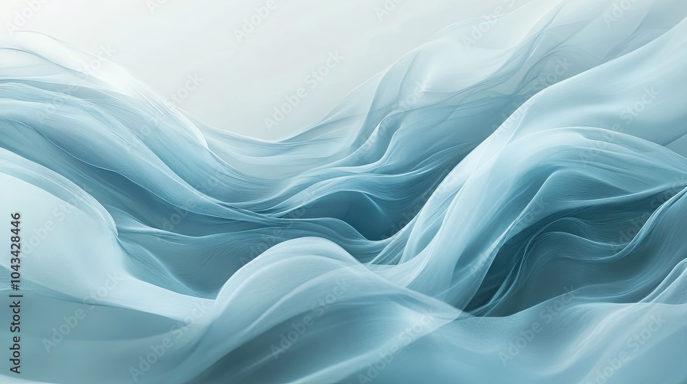 Fototapeta premium Light blue abstract waves flowing across a clean background, perfect for web banners and modern designs.