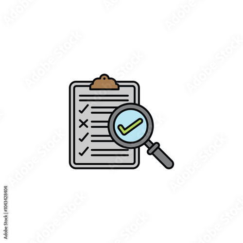 Inspection colored vector icon on white background