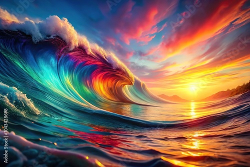 abstract colorful wave background with smooth and fluid multicolor flow, creating depth of field