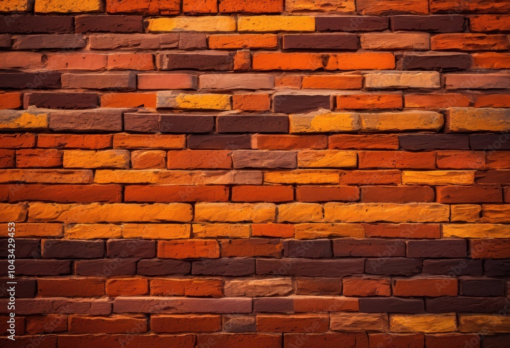 Obraz premium close view textured vibrant brick surfaces intricate patterns rich color variations architectural design, antique, artful, beauty, building, composition