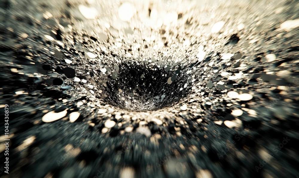 Black hole with glowing particles surrounding it. Black hole with glowing particles surrounding it.
